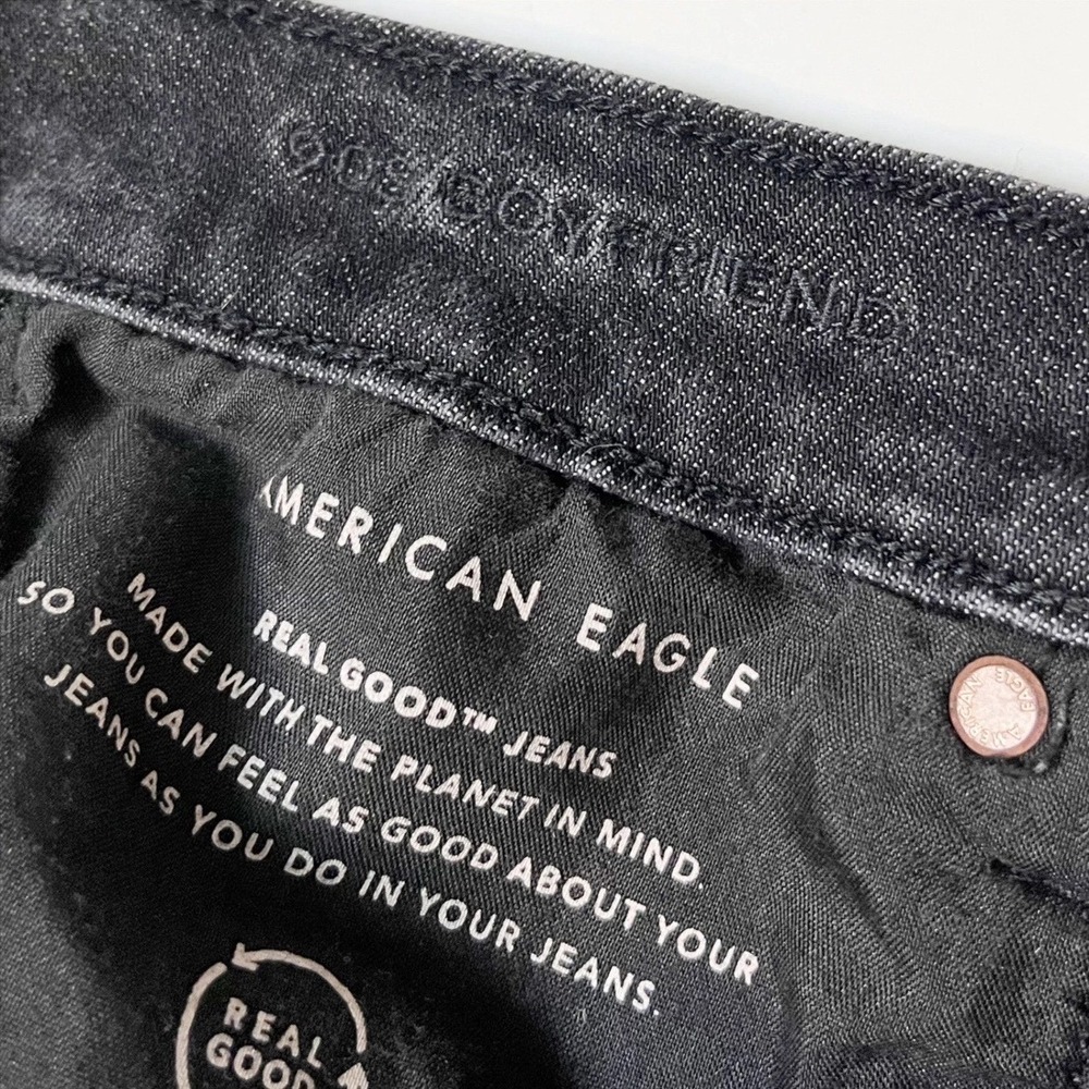 American Eagle 90s Boyfriend Jeans 8 X-SHORT Black High Waist Relaxed Petite - Picture 6 of 9
